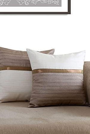 Set of 2 pcs White & Brown Solid cushion cover 16