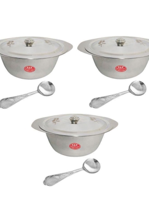 a-h-enterprises-set-of-3-pc-laser-design-serving-bowls-with-lid-dongas-with-serving-spoon-stainless-steel