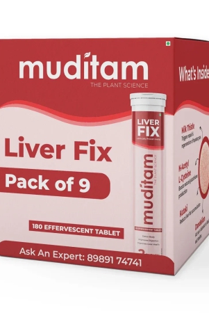 muditam-ayurveda-liver-fix-effervescent-tablet-liver-detox-ayurvedic-milk-thistle-capsules-for-liver-in-effervescent-form-helps-in-fatty-liver-ideal-for-3-months-180-tablets