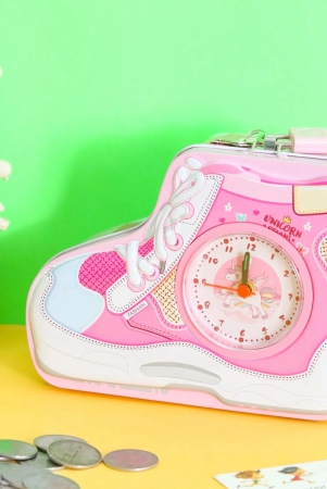 shoe-pattern-coin-bank-with-alarm-clock-pink