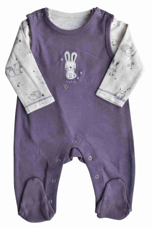 white-squirrel-rabbit-printed-t-shirt-with-purple-long-romper-set-with-feet