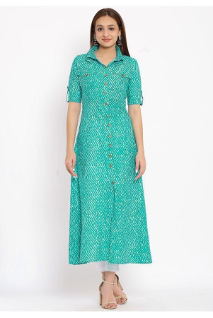 fabbibaprints-green-cotton-womens-flared-kurti-s