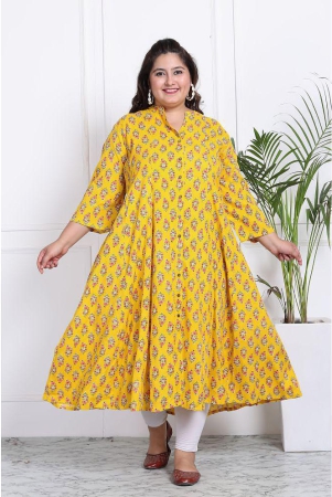 swasti-cotton-blend-printed-flared-womens-kurti-yellow-pack-of-1-none