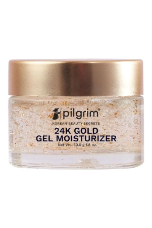 Pilgrim 24k Gold Gel Moisturizer with Hyaluronic Acid & Alpha Arbutin for men & women 50gm | Moisturizer for face | Reduces dark spots | Gives luxurious glow | Non-greasy