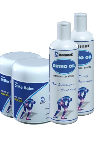 deemark-ortho-balm-250gm-ortho-oil-2100ml-joint-pain-muscles-pain-cramps-sprains-arthritis-twitching-rehabilitates-stiff-joints-frozen-joints-pack-of-4