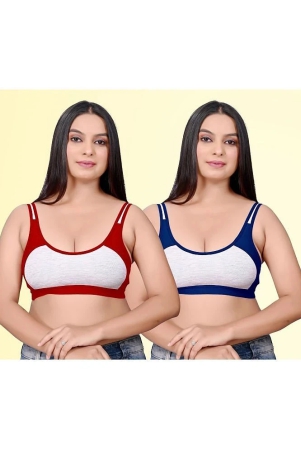 haya fashion Pack of 2 Cotton Non Padded Womens Everyday Bra ( Multicolor ) Rima Sports D706 - None