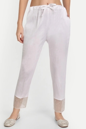 Women White Pleated Trouser