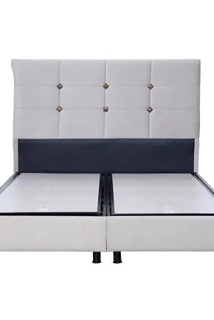 Queen Size Upholstered Wingback Headboard Bed with Storage-White