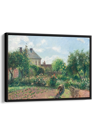 the-artists-garden-at-eragny-1898-by-camille-pissarro-a1-museum-canvas-print-black-frame