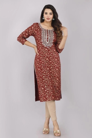 highlight-fashion-export-maroon-cotton-womens-straight-kurti-pack-of-1-none