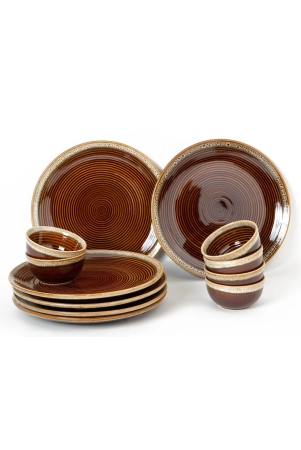 bodhi-house-ceramic-dinner-set-12-pieces-handcrafted-reactive-glaze-dinnerware-stoneware-dining-sets-serving-for-6-microwave-dishwasher-safe-glossy-finish-crockery-set-for-gifting-peanut-brown