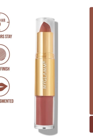 myglamm-super-duo-lipstick-2-in-1-matte-lipstick-liquid-lip-color-spicy-nude-nude-brown-shade-long-lasting-highly-pigmented-42g-25ml