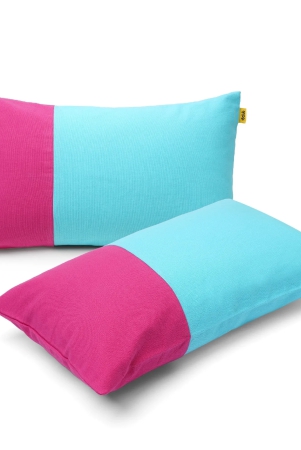 Two Tone Lumbar Cushion Cover | SET OF 2 Blue-Pink