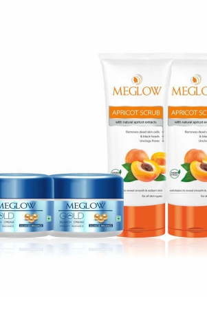 meglow-2-gold-bleach-cream-50g-with-2-apricot-scrub-70g-combo-pack-of-4