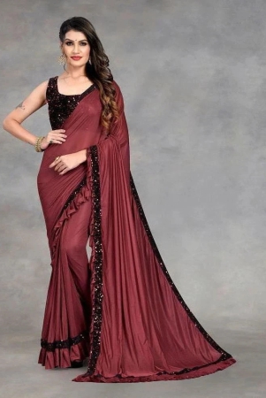 apnisha-maroon-lycra-saree-with-blouse-piece-pack-of-1-maroon