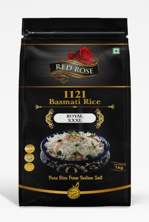 Red Rose Royal Basmati Rice, Extra Long Grain, Best Basmati Rice for Biryani, 1 KG