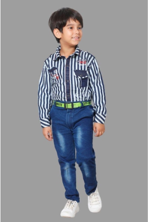 dkgf-fashion-blue-cotton-blend-boys-shirt-jeans-pack-of-1-none