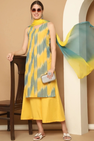 woven-design-yellow-cotton-kurta-with-palazzos-with-dupatta-m-yellow