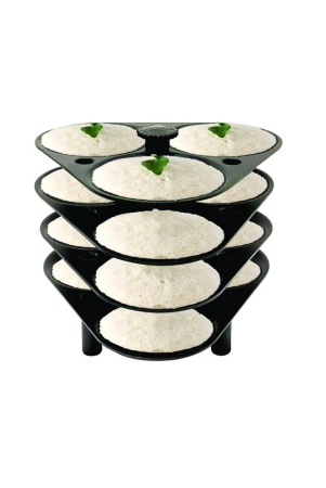 UCOOK By United Ekta Engg. Non-Stick Aluminium Idli stand Compatible with 5 Litre Pressure Cooker, 12 Idlis, 4 plates, Black
