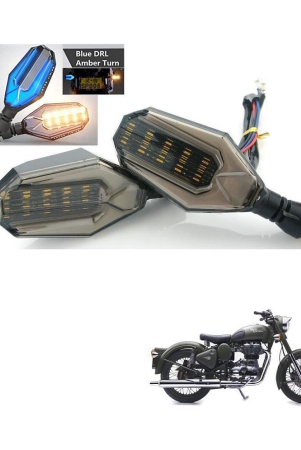 kozdiko-frontsiderear-u-shape-dual-color-led-drl-daytime-running-lamp-set-of-4-pcs-turn-singal-indicators-lights-for-royal-enfield-bullet-350-twinspark