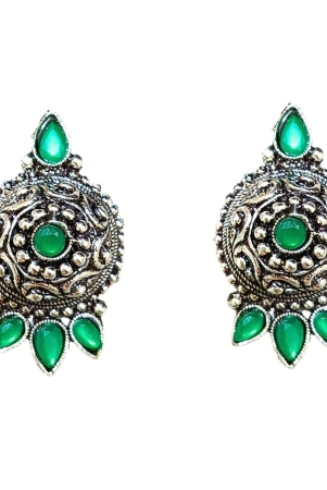 oxidized-german-silver-antique-look-afghani-chandbali-earrings-with-green-stones