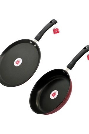 lazywindow-fry-pan-tawa-maroon-hard-anodised-non-stick-cookware-sets-set-of-1-