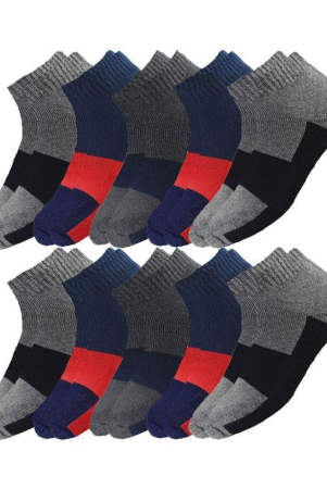 hicode - Cotton Mens Colorblock Multicolor Ankle Length Socks ( Pack of 10 ) - Multicolor