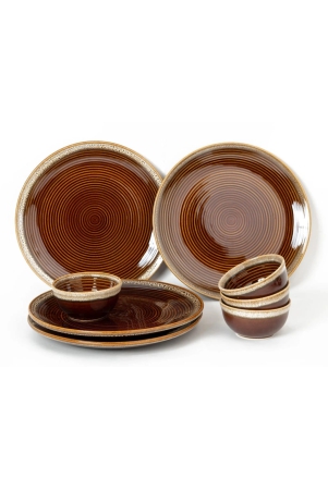 bodhi-house-ceramic-dinner-set-8-pieces-handcrafted-reactive-glaze-dinnerware-stoneware-dining-sets-serving-for-4-microwave-dishwasher-safe-glossy-finish-crockery-set-for-gifting-peanut-brown