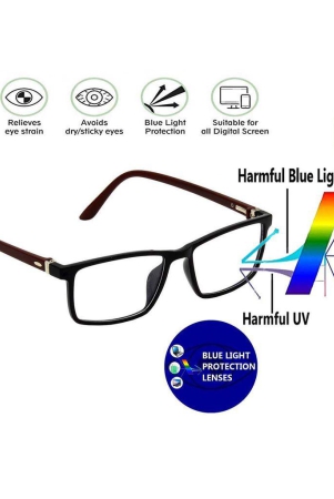 Hrinkar Rectangle Computer Glasses with Anti-Glare and Blue Ray Cut Lenses for Office, Gaming, Online Classes and Mobile/Computer Eye Protection Brown and Black Frame for Men & Women