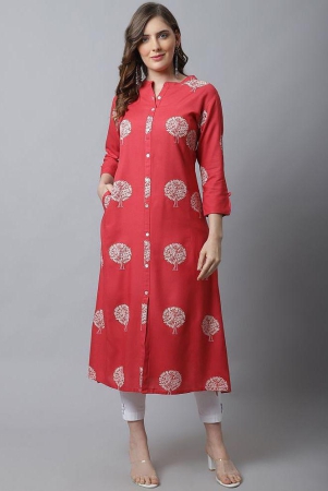 Pistaa Viscose Printed Front Slit Womens Kurti - Red ( Pack of 1 ) - None