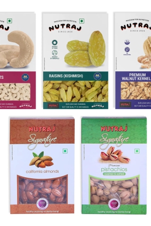 nutraj-signature-daily-needs-1kg-pack-of-5-almonds-200gm-walnuts-200gm-pista-200gm-cashews-200gm-raisins-200gm