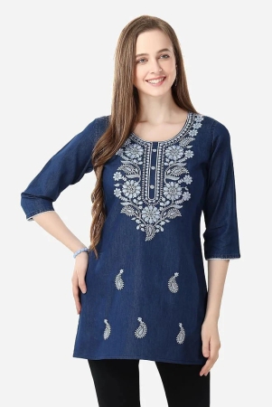 meher-impex-denim-embroidered-straight-womens-kurti-blue-pack-of-1-none