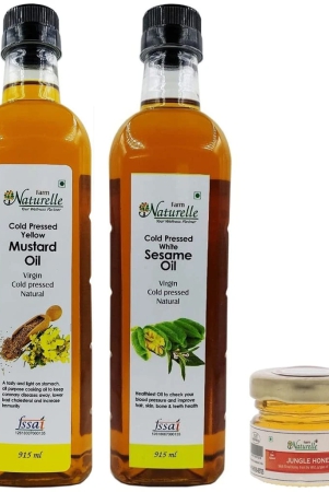 farm-naturelle-kachi-ghani-cold-pressed-mustard-oil-915ml-virgin-sesamegingelly-oil-915ml-and-get-a-forest-honey-free