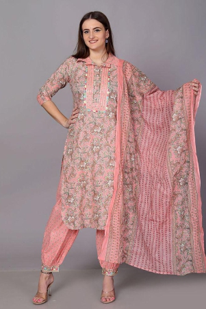 highlight-fashion-export-cotton-printed-kurti-with-pants-womens-stitched-salwar-suit-peach-pack-of-1-none