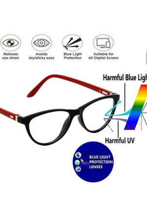 Hrinkar Cat-eyed Computer Glasses with Anti-Glare and Blue Ray Cut Lenses for Office, Gaming, Online Classes and Mobile/Computer Eye Protection Red and Black Frame for Men & Women