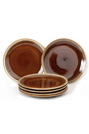 handcrafted-reactive-glaze-ceramic-dinner-plates-6-pieces-serving-for-6-microwave-and-dishwasher-safe-bone-ash-free-full-plate-set-crockery-for-dining-and-gifting-peanut-brown