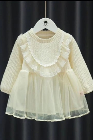 Girls Ruffle Mesh Overlay Dress-White / 5-6 years