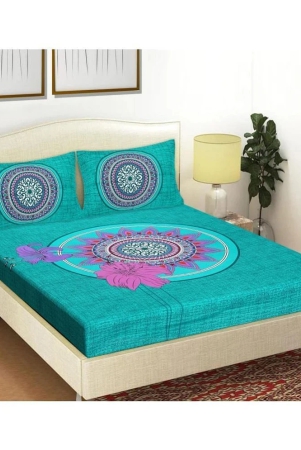 frionkandy-cotton-queen-bed-sheet-with-two-pillow-covers-turquoise-turquoise