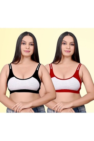 haya fashion Pack of 2 Cotton Non Padded Womens Everyday Bra ( Multicolor ) Rima Sports D706 - None