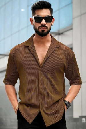 clafoutis-polyester-regular-fit-self-design-half-sleeves-mens-casual-shirt-brown-pack-of-1-none