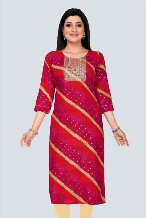 meher-impex-rayon-embroidered-straight-womens-kurti-red-pack-of-1-none