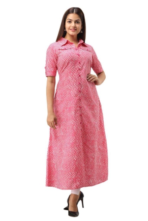 jaipurethnicweaves-womens-cotton-zig-zag-printed-a-line-kurta-pink