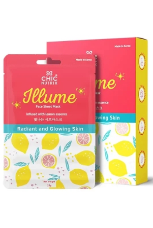 chicnutrix-illume-brightening-skin-sheet-mask-infused-with-lemon-essence-vitamin-c-niacinamide-collagen-peptides-25g-pack-of-1-face-mask