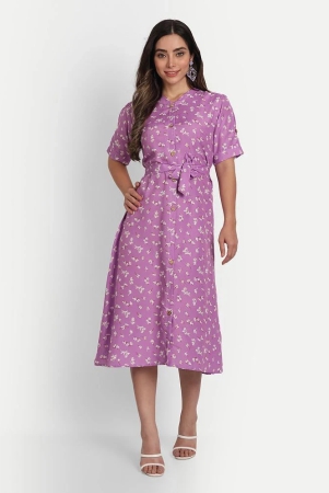 gufrina-cotton-blend-printed-midi-womens-fit-flare-dress-lavender-pack-of-1-none