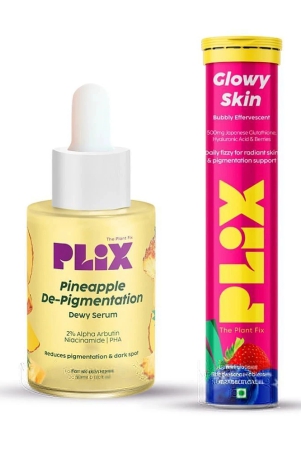 plix-glutathione-skin-glow-15-effervescent-tablets-and-pineapple-serum-combo-unisexpack-of-2