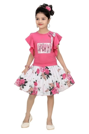 arshia-fashions-pink-cotton-blend-girls-top-with-skirt-pack-of-1-none