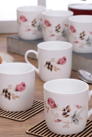 clay-craft-ceramic-floral-200-ml-coffee-tea-mugs-microwave-safe-white-set-of-6-pcs