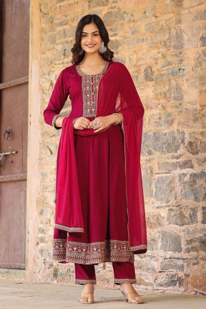 amiras-indian-ethnicwear-rayon-embellished-kurti-with-pants-womens-stitched-salwar-suit-maroon-pack-of-1-none