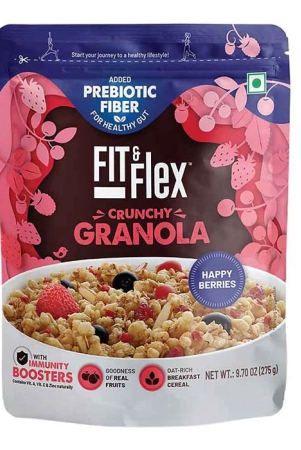 Fit & Flex Backed Granola Breakfast Cereal Happy Berries 275g