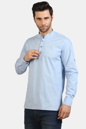 life-roads-sky-blue-cotton-mens-shirt-style-kurta-pack-of-1-none